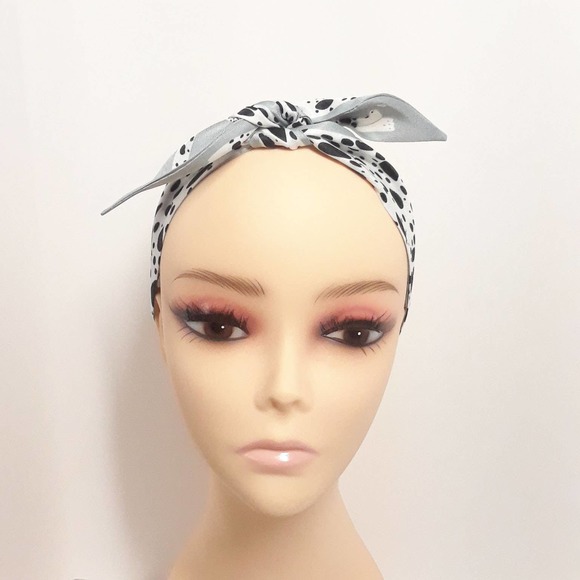 Dalmatian Dog Polka Dot Head Neck Scarf Purse Scarf 30" - Black, NEW! US Seller - Picture 3 of 8